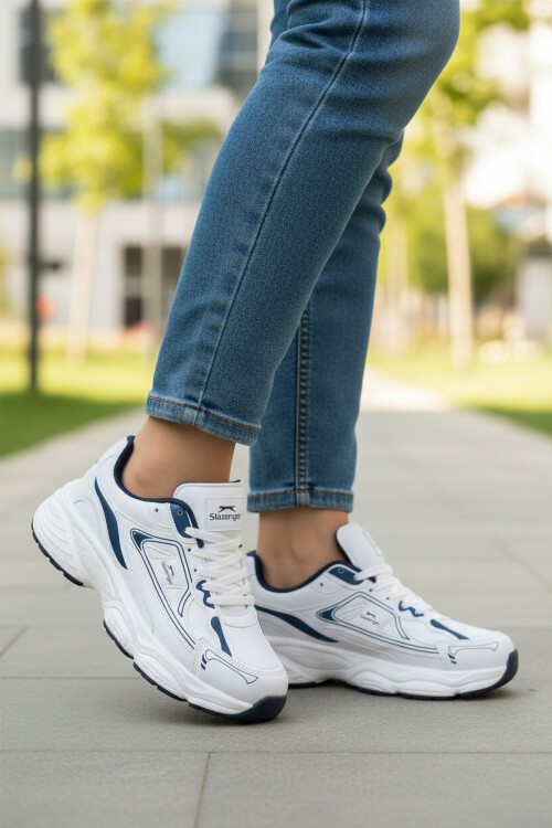 Beyaz-Lacivert Hafif Unisex Spor Ayakkabı Zafira G