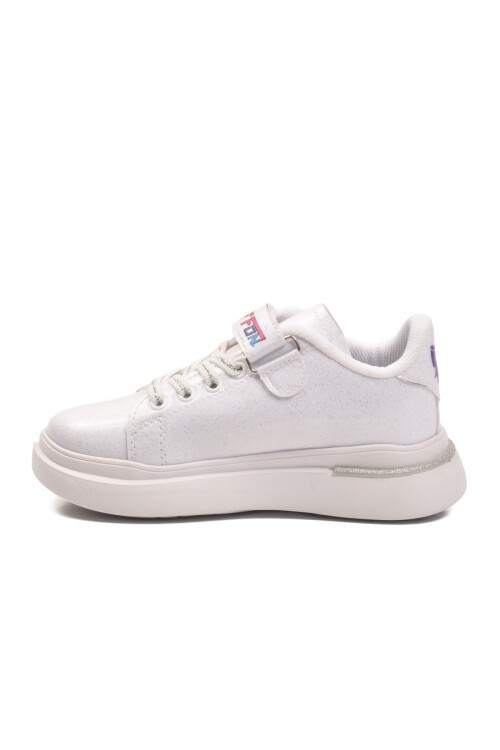 Beyaz Rugan Simli Çocuk Spor Ayakkabı 2540-26K P