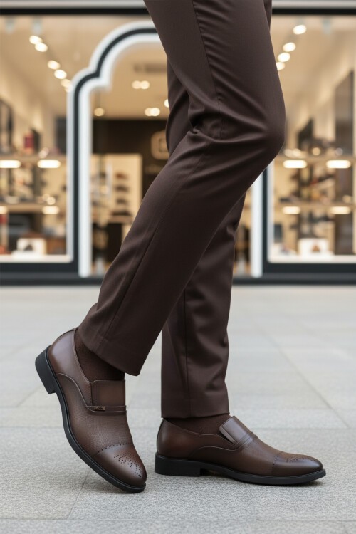 Kahve Hakiki Deri Erkek Klasik Ayakkabı 380 M