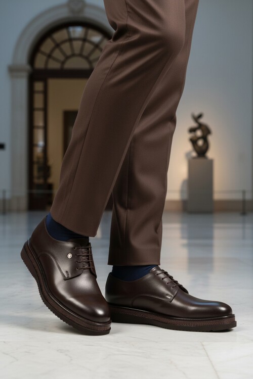 Kahverengi Hakiki Deri Erkek Klasik Ayakkabı 361004 M