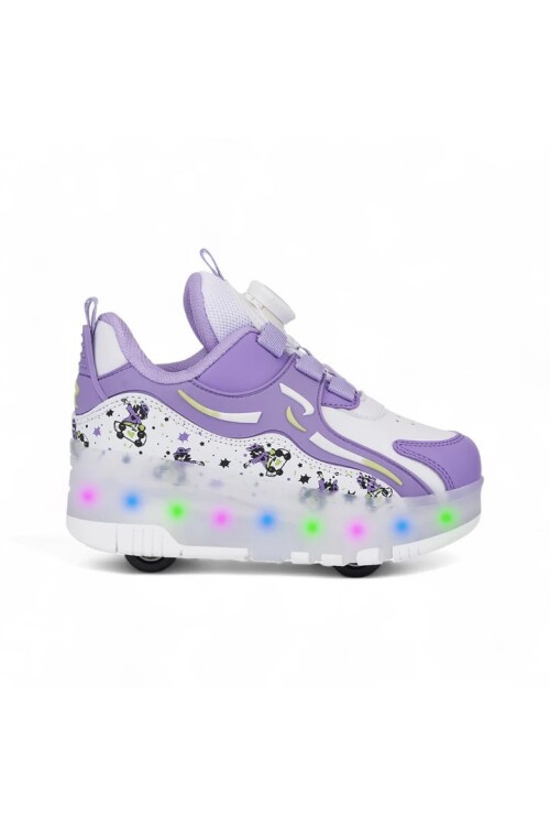 Mor Ortopedik Işıklı Patenli Kız Çocuk Spor Ayakkabı Sneaker Nils F