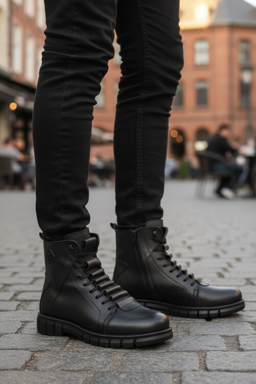 Siyah Hakiki Deri Fermuarlı İçi Kürklü Erkek Bot 2K8518-HK-350 M