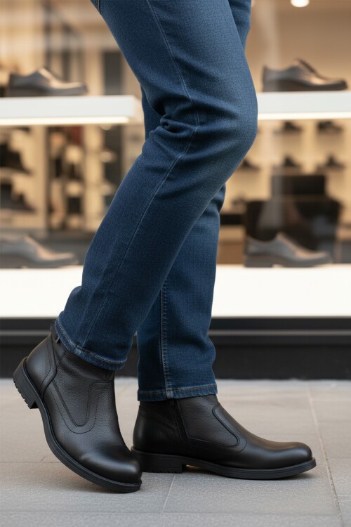 Siyah Hakiki Deri Erkek Bot 450 M