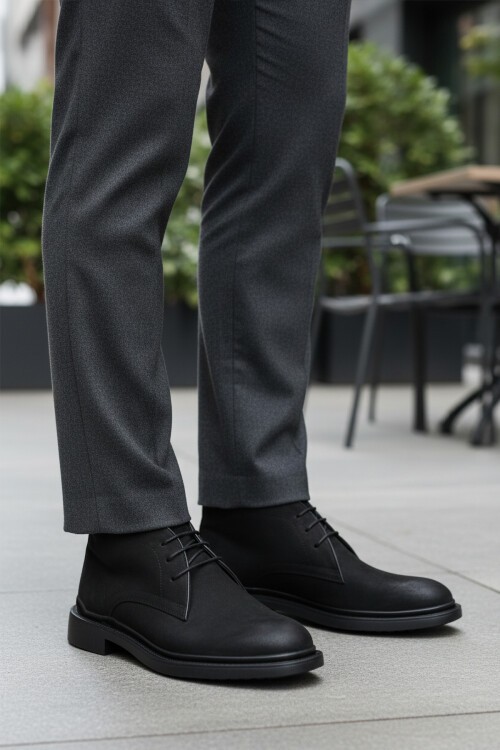 Siyah Hakiki Deri Erkek Bot AG1188-1013 M