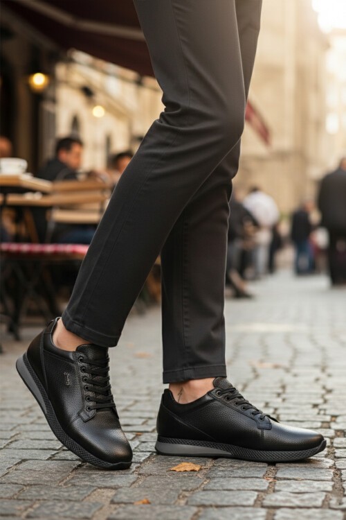 Siyah Floter Hakiki Deri Erkek Günlük Ayakkabı 3235 M