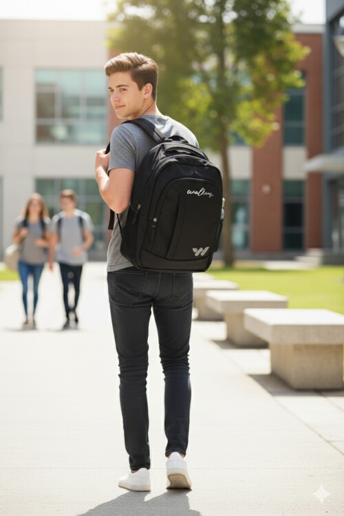 Siyah-Füme Unisex Okul Çantası Kupra Sırt Çantası