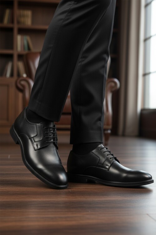 Siyah Hakiki Deri Erkek Klasik Ayakkabı 2496 M