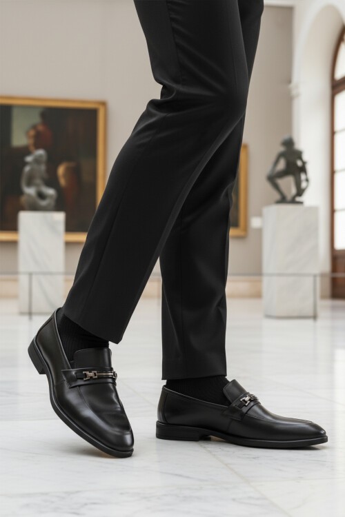 Siyah Hakiki Deri Erkek Klasik Ayakkabı 854-T M