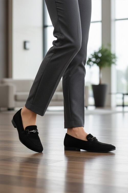 Siyah Süet Hafif Kadın Günlük Ayakkabı 572433 Z