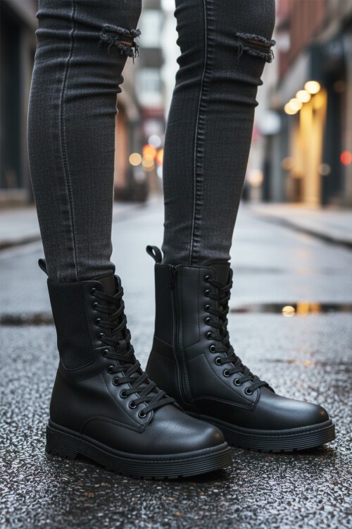 Siyah İçi Polarlı Kadın Bot 23002 Z