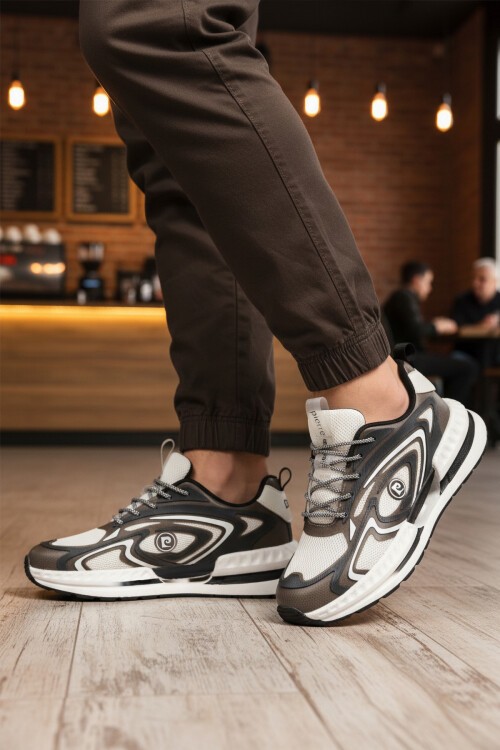 Beyaz-Füme Tekstil Erkek Spor Ayakkabı PCI-11616 M