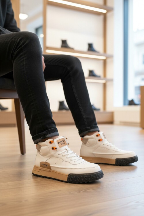 Beyaz Hakiki Deri Erkek Sneaker 152-18111 M