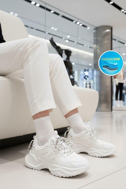 Beyaz Memory Foarm Kadın Spor Ayakkabı PCI-11075 G
