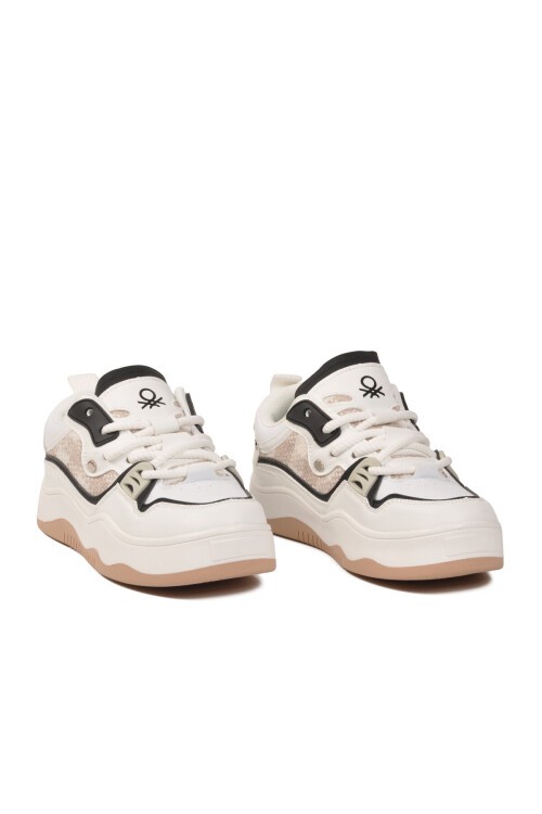 Beyaz-Siyah Unisex Spor Ayakkabı Benetton BN-12157 G