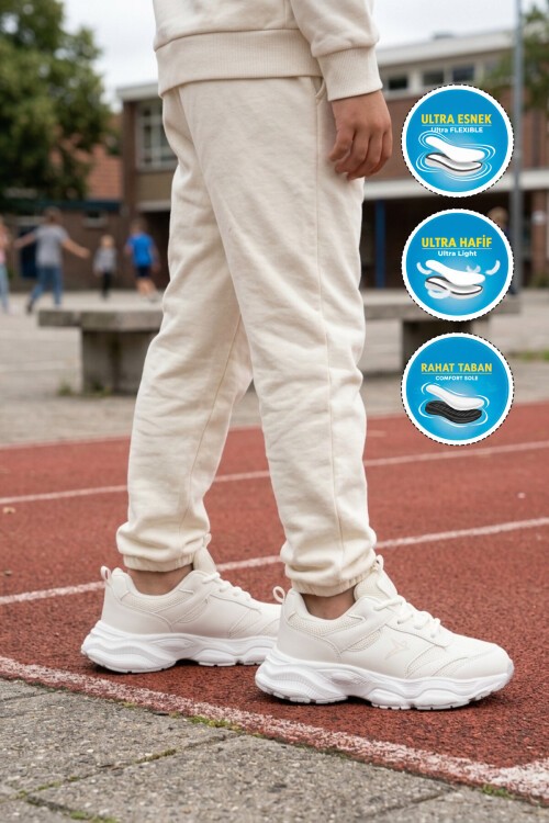 Beyaz Tekstil Comfort Taban Erkek Çocuk Spor Ayakkabı Birian F