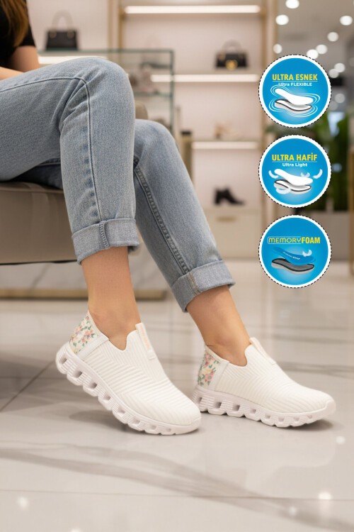 Beyaz Tekstil Memory Foarm Hafif Kadın Spor Ayakkabı PCI-10101 G