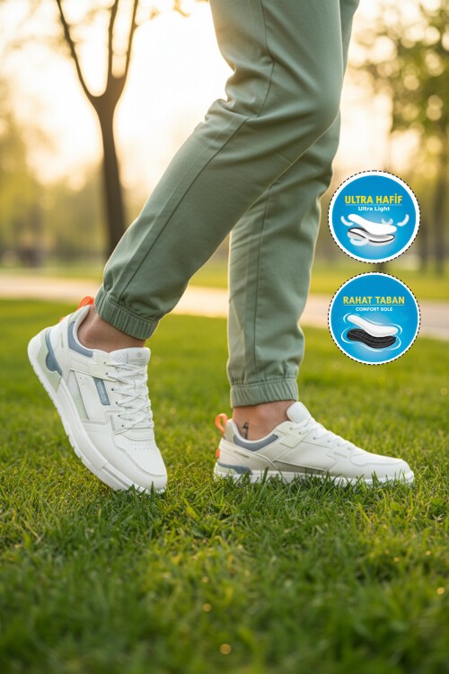 Beyaz-Turuncu Erkek Spor Ayakkabı 101 25205 M