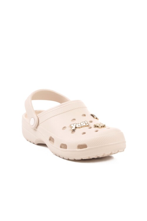 Ekru Suni Deri Unisex Terlik 606 Z