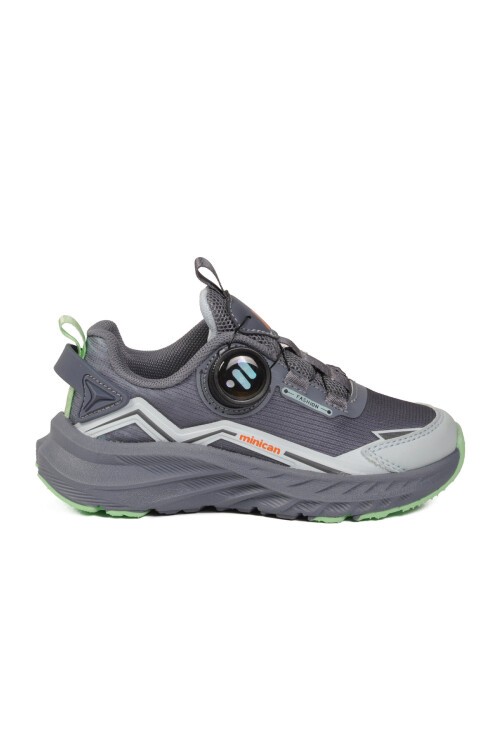 Gri Akıllı Bağcıklı Kalın Rahat Tabanlı Erkek Çocuk Spor Ayakkabı Sneaker 25001