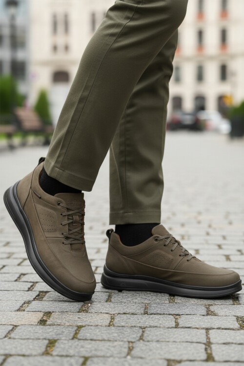 Haki Nubuk Hakiki Deri Erkek Günlük Ayakkabı 252070 M