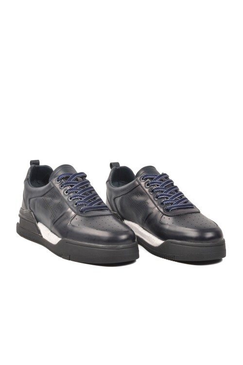 Lacivert Hakiki Deri Erkek Günlük Ayakkabı 152-20207-2 M