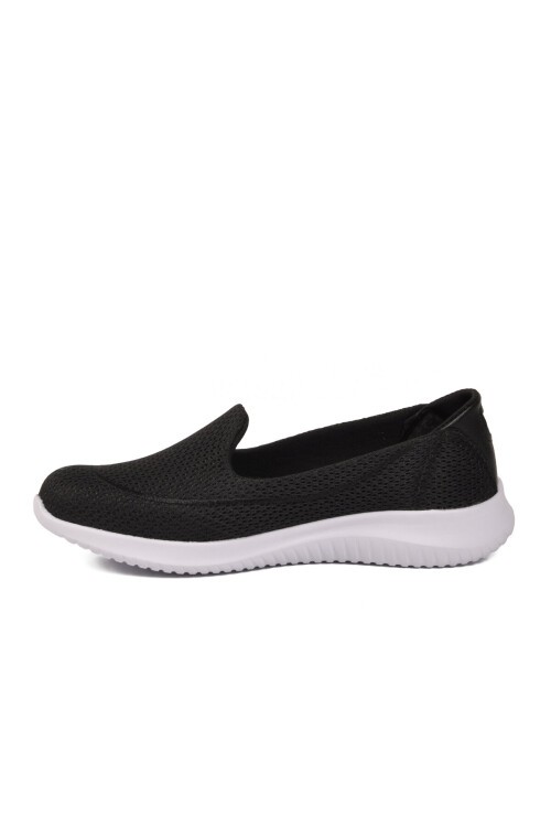 Siyah-Beyaz Tekstil Hafif Esnek Kadın Spor Ayakkabı PC-30168 Z