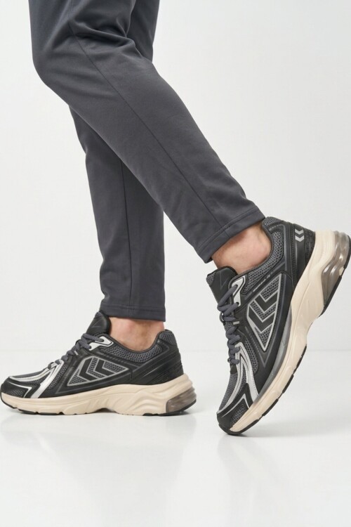 Siyah-Gri Fileli Bağcıklı Nefes Alan Unisex Yürüyüş ve Spor Ayakkabı Sneaker 900794 Hml Performance 700