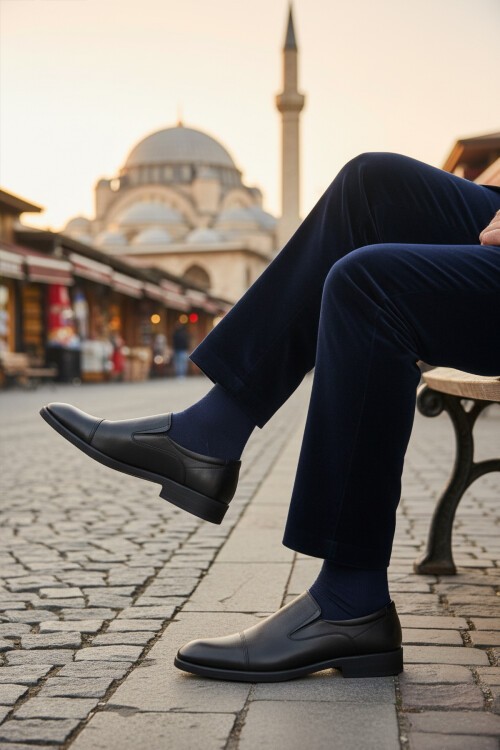 Siyah Hakiki Deri Erkek Klasik Ayakkabı 916 M