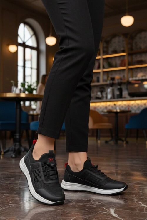 Siyah-Kırmızı Tekstil Unisex Spor Ayakkabı Nans 6006 G