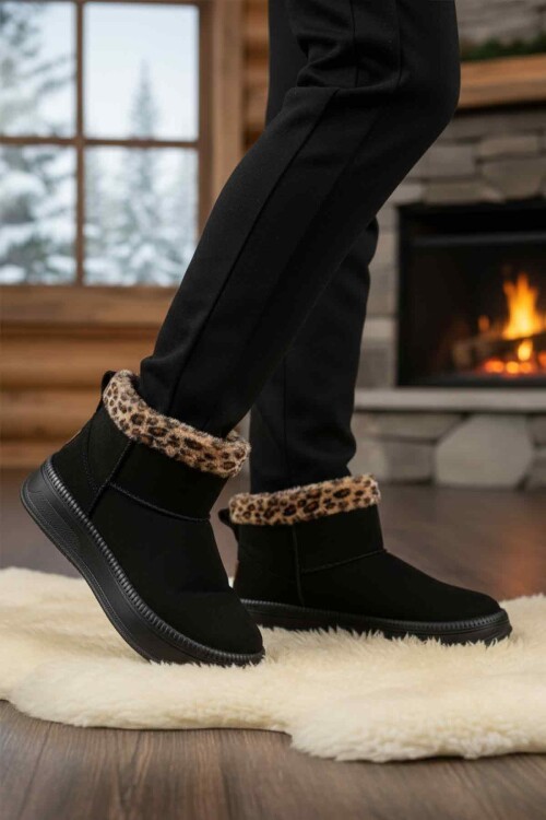 Siyah-Leopar Kadın Bot 25001 Z