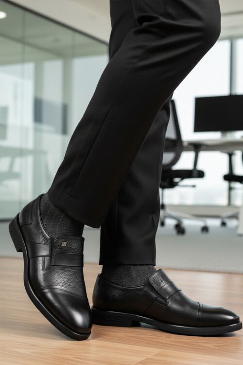 Siyah-Siyah Floter Hakiki Deri Erkek Günlük Ayakkabı Fosco 3257 M