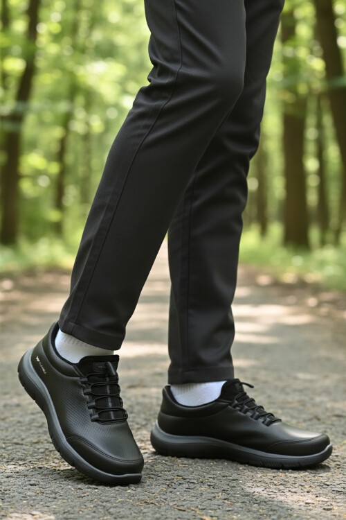 Siyah Erkek Spor Ayakkabı Flexible Pu M