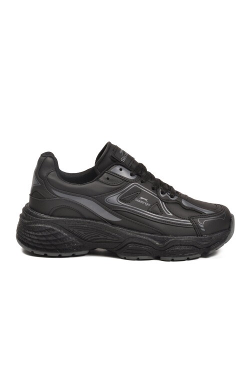 Siyah-Siyah Suni Deri Unisex Spor Ayakkabı Zafira G