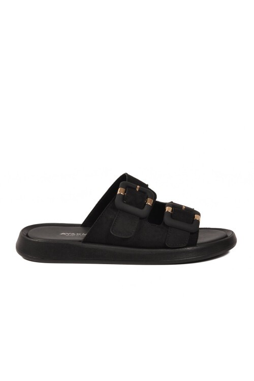 Siyah Süet Hafif Slip-On Kadın Terlik 513089 Z