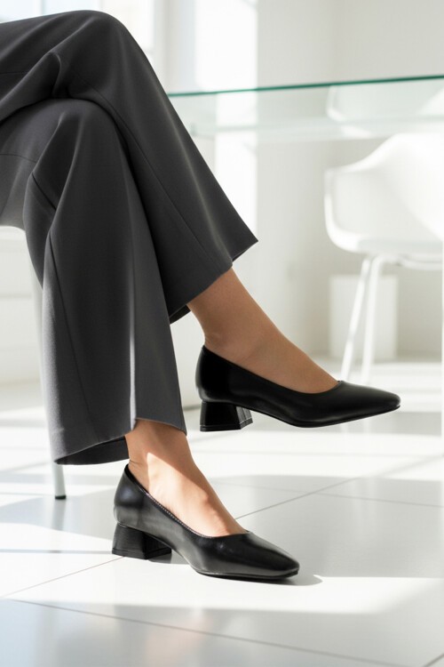 Siyah Kadın Abiye Ayakkabı 608421 Z Geniş Kalıp