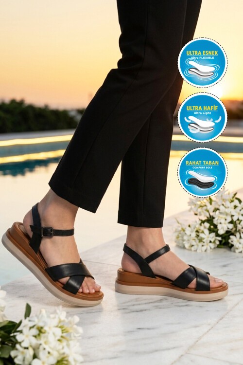 Siyah Hafif Slingback Kadın Sandalet 335332 Z