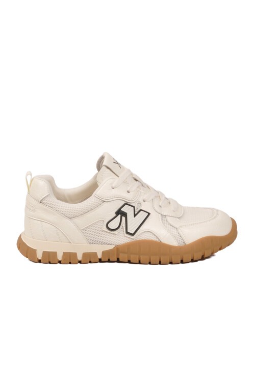 Beyaz Bağcıklı Fileli Kadın Yürüyüş ve Spor Ayakkabı Sneaker K262-1063