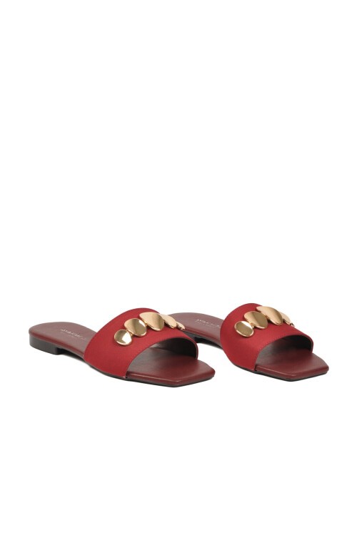 Bordo Hafif Düz taban Kadın Terlik 513113 Z