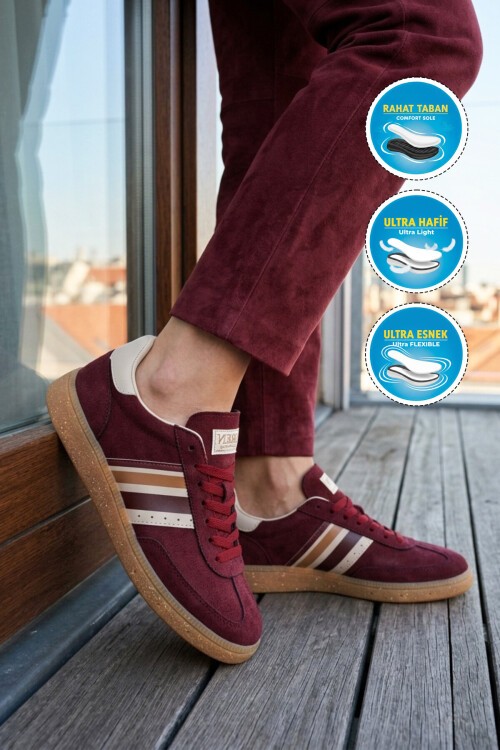 Bordo Rahat Taban Unisex Spor Ayakkabı 015 G