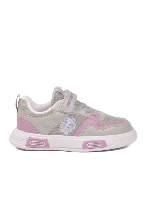 Buz-Lila Cırtlı Fileli Cırtlı Kız Çocuk Spor Ayakkabı Sneaker 026 F