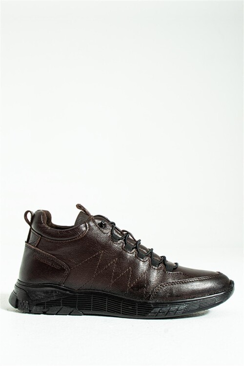 Erkek Kahve Hakiki Deri Kaymaz Tabanlı Smart Casual Sneaker Bot Strande 102 22650 M