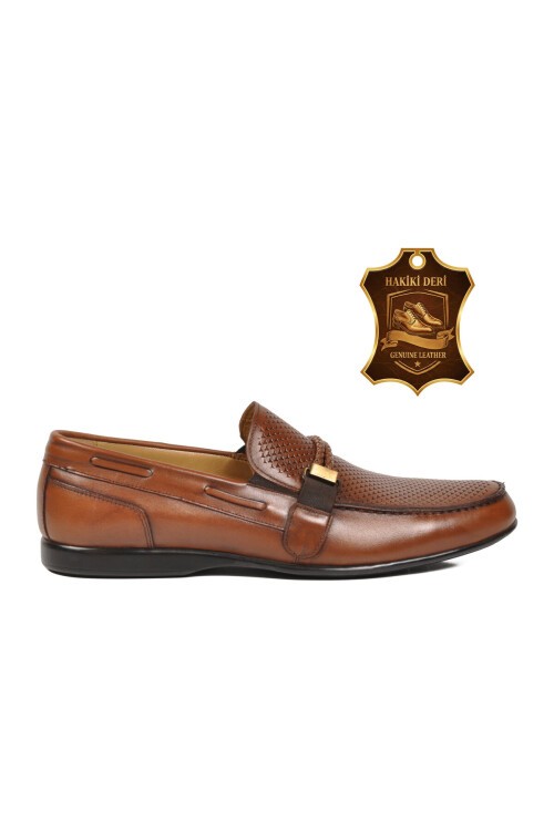 Kahve Hakiki Deri Kroko Desenli Erkek Casual Ayakkabı Loafer 2076