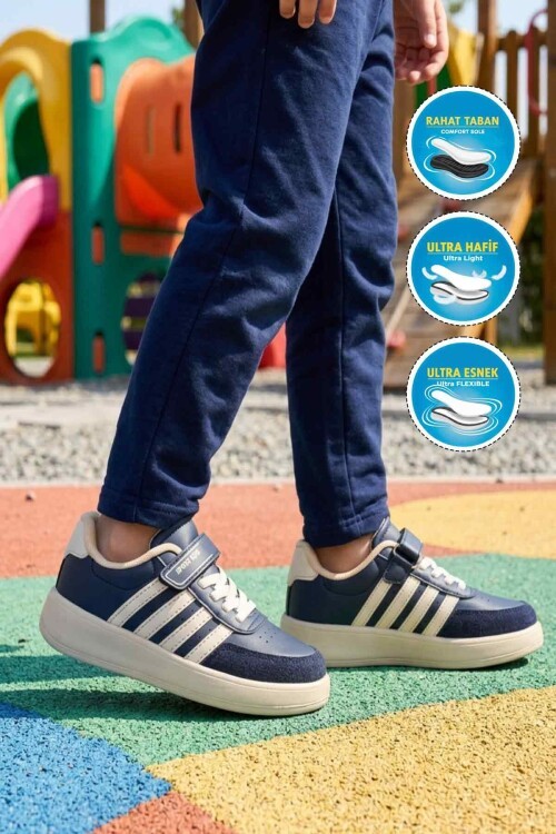 Lacivert-Bej  Hafif Çocuk Spor Ayakkabı 754 F