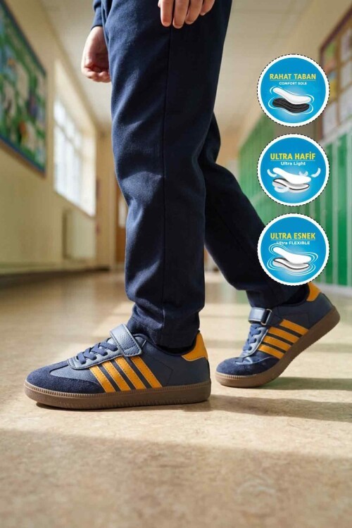 Lacivert-Hardal Hafif Çocuk Spor Ayakkabı 753 F
