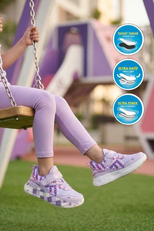 Ruffon Lila-Mor-Beyaz Çocuk Spor Ayakkabı 1030 F