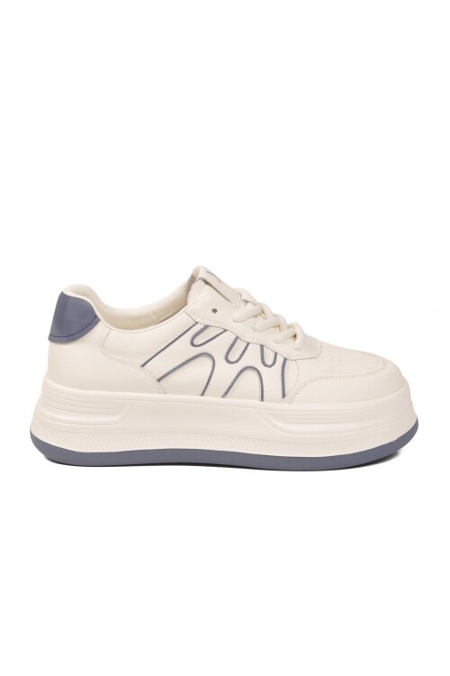 Mavi Kalın Rahat Tabanlı Bağcıklı Kadın Yürüyüş ve Spor Ayakkabı Sneaker K262-1064