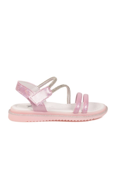 Pembe Ortopedik Taşlı Cırtlı Kız Çocuk Sandalet