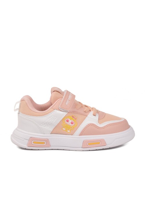 Pudra-Beyaz Cırtlı Fileli Cırtlı Kız Çocuk Spor Ayakkabı Sneaker 026 F