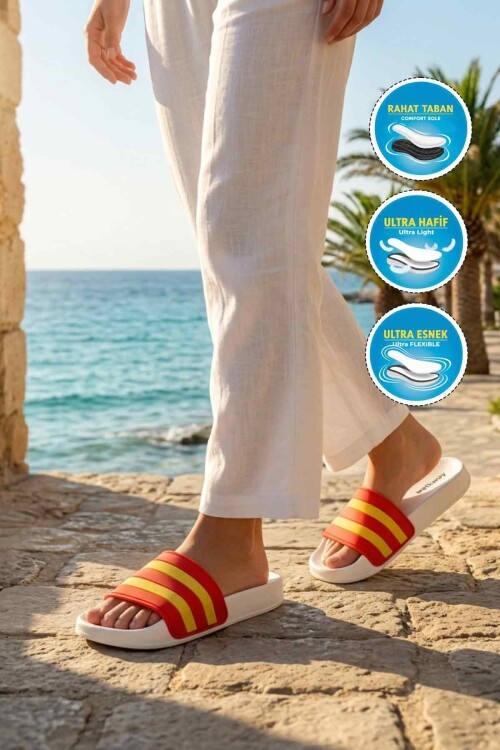 Sarı-Kırmızı Hafif Unisex Terlik 8000-01 G
