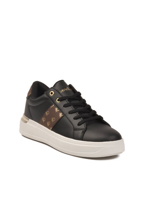 Siyah-Beyaz Bağcıklı Hafif Kadın Sneaker BNI-12132 G
